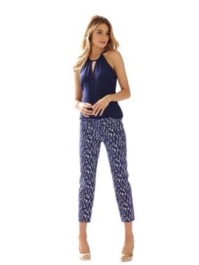 Lilly Pulitzer Navy and White Capris in New school print